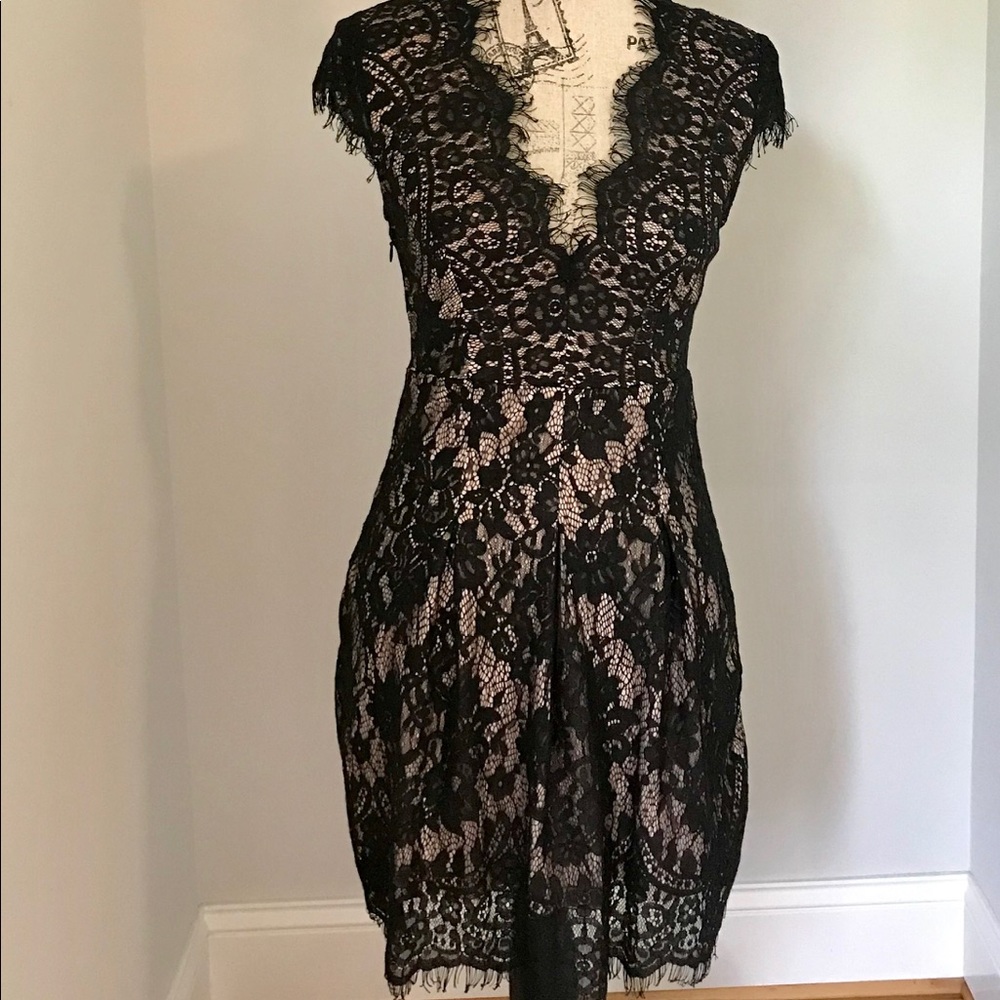 Black & Nude Lace Cocktail Dress
